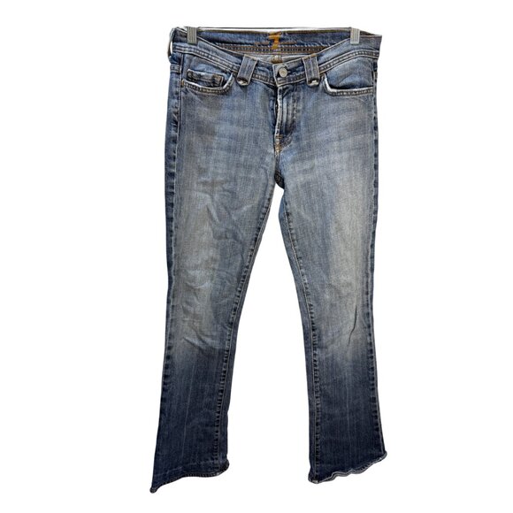 7 For All Mankind Womens Bootcut Jeans Size 31 Blue Denim Made In USA - Picture 1 of 10